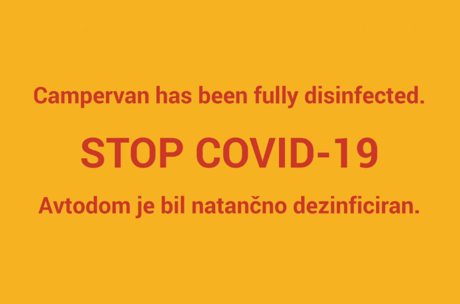 <em>Nakon zavr&scaron;etka či&scaron;ćenja i dezinfekcije, kamper označimo sigurnosnom naljepnicom.</em>